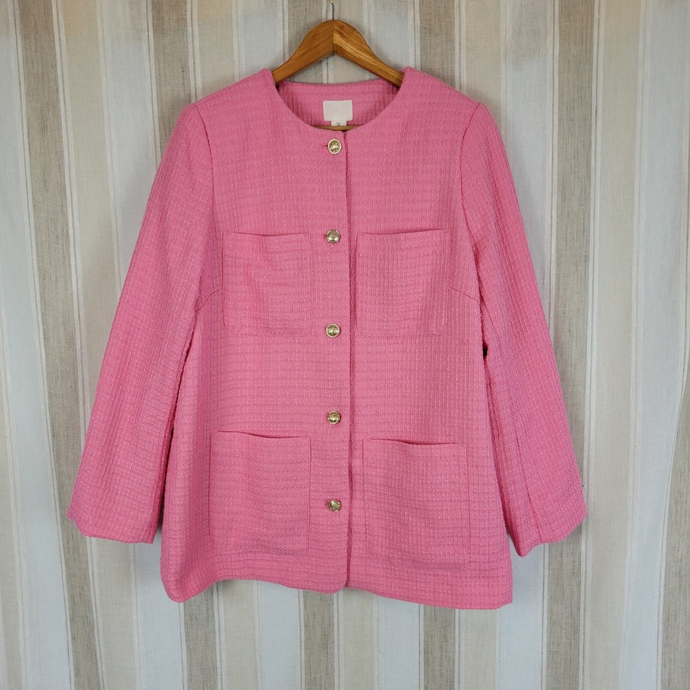 H&M Pink Tweed Blazer Jacket - Picture 2 of 10
